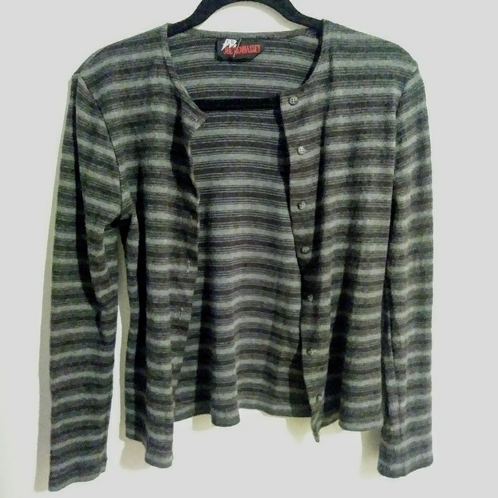 Joe Benbasset grey striped cardigan